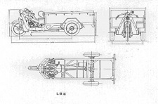 三輪トラックLB型車の三面図